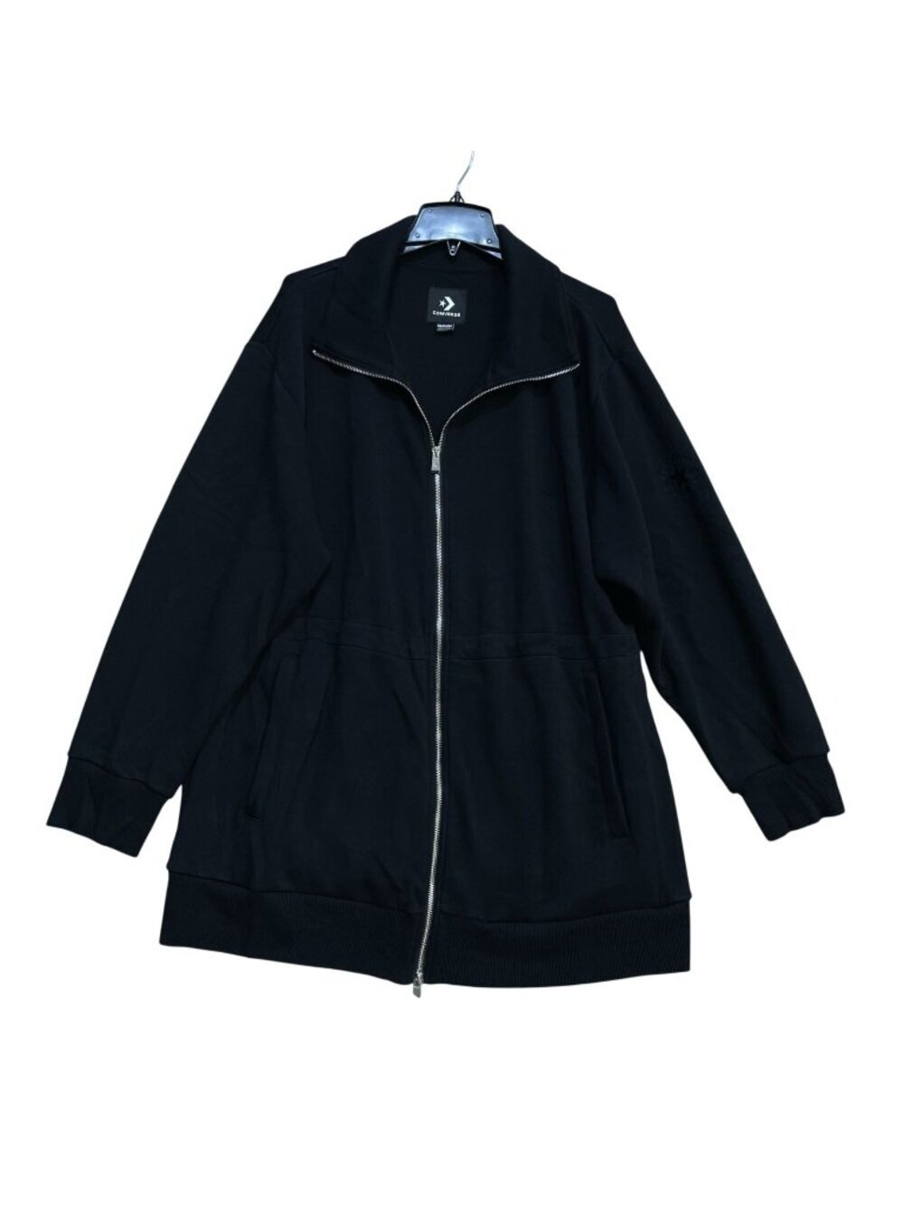 Converse All Star Women's XXL Black Full-Zip Longline Sweat Jacket B1238